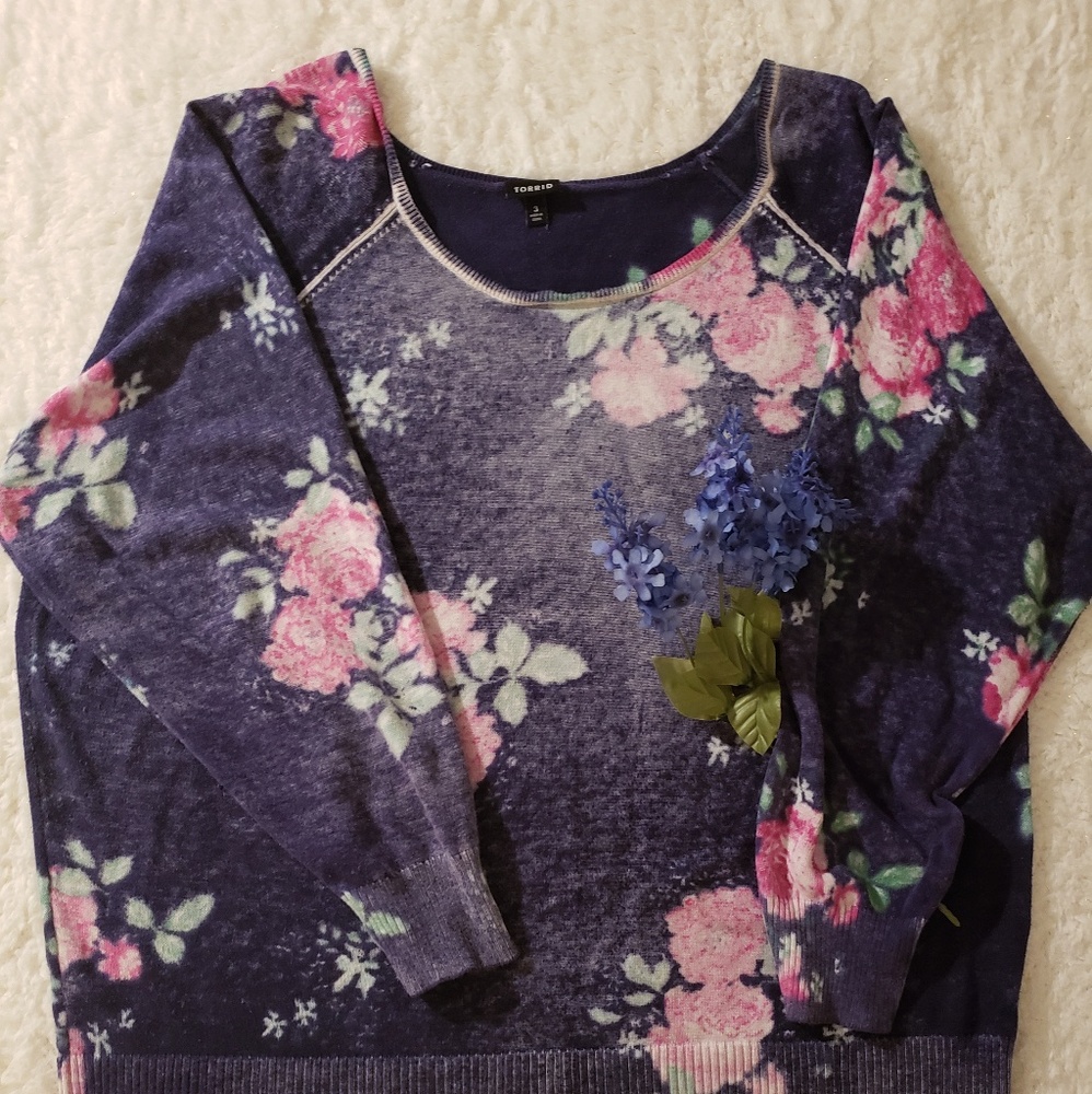 Blue floral sweater